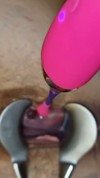 Vagina opened by the speculum and inside my cervix pinpoint vibrator | Clip 1