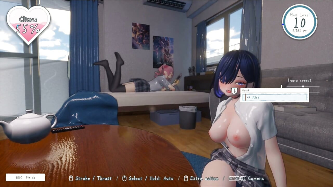 Hentai Game – Blue Hair College Gyaru Sex Scenes - summer hangout spot secret after school spent with gyarus