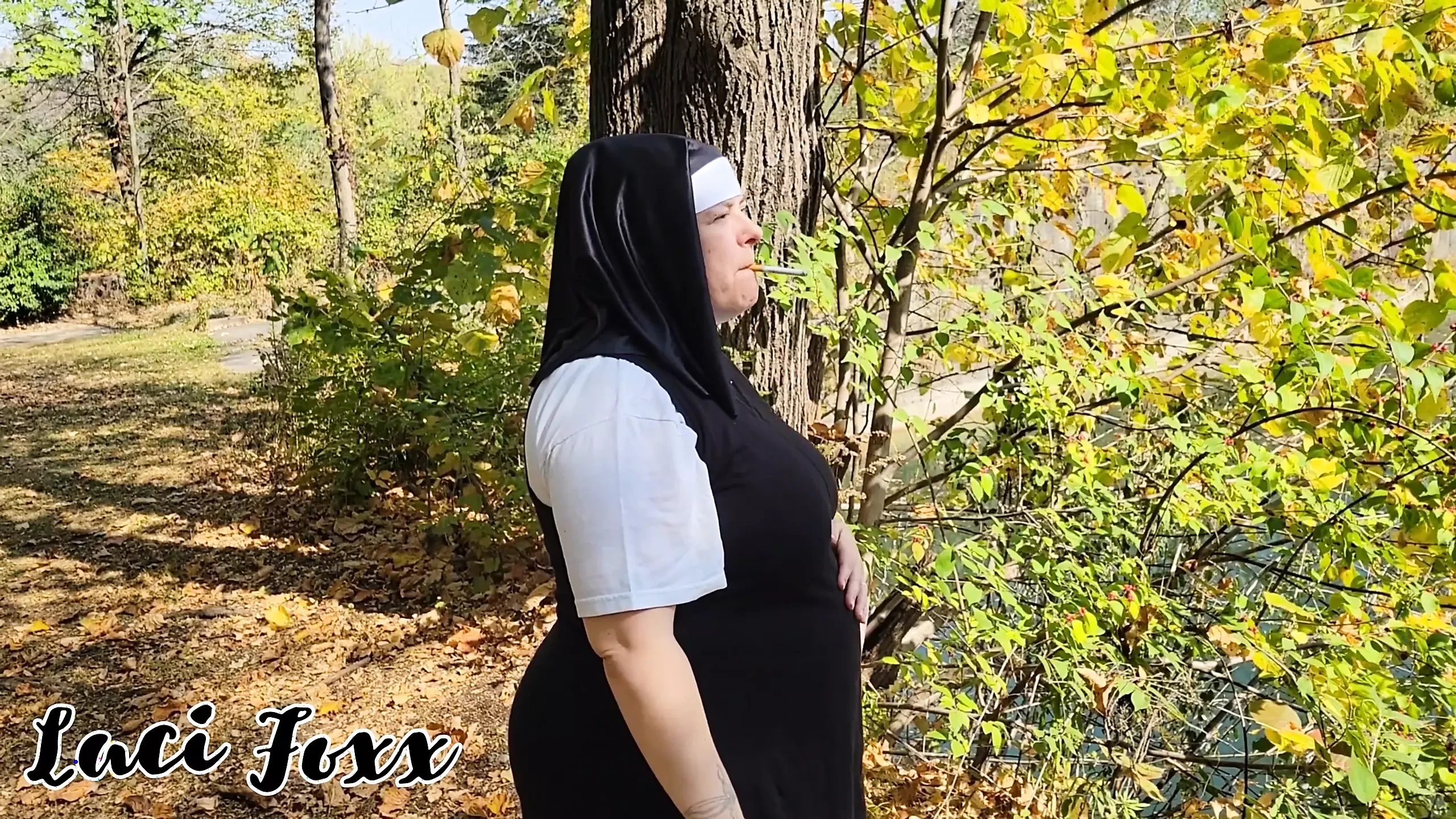 Smoking Pregnant Nun