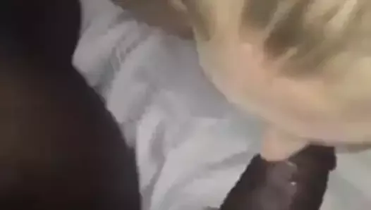 White wife sucking two black cock