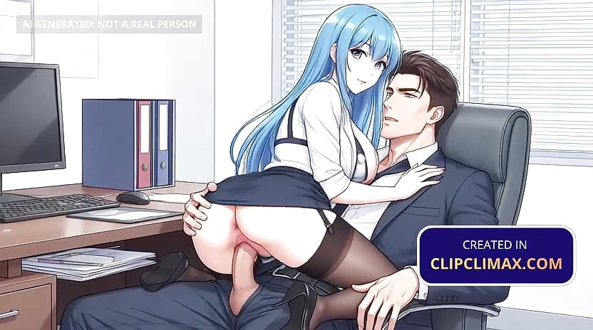 Anime-secretaresse verleidt baas in leeg kantoor: kus, pijpbeurt en cowgirl hentai-seks met rok en netkousen - collega-seks