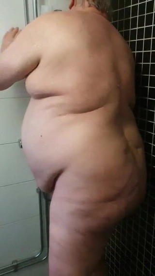 silverchubby grandpa in shower