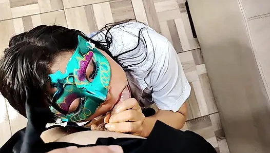 She fulfills her fantasy of sucking her stepfather's cock and then having passionate sex on a piece of furniture