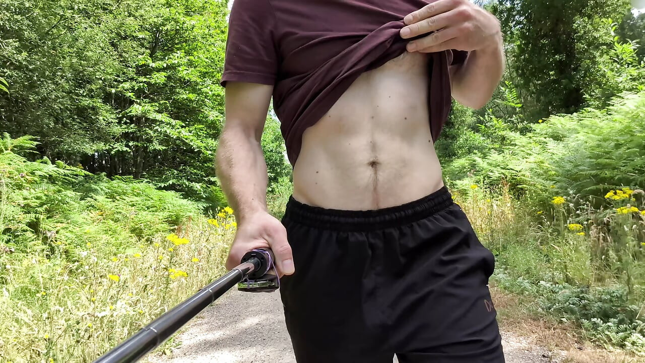 Naked forest walk on main path