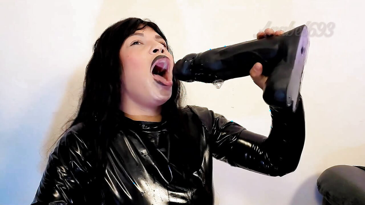 Sucking My New 20" Toy I Get Really Sloppy and Explode Cum in My Mouth