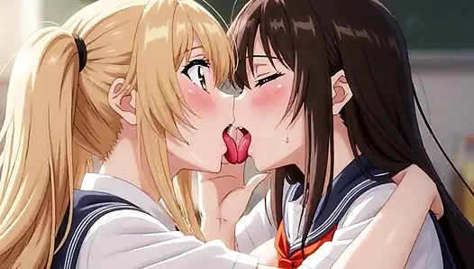 Üniformalı iki kız. Hot Kiss