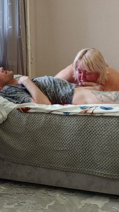 Mother-in-law swallows dick deeply and swallows thick cum | Clip 2