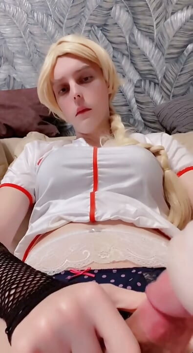 Underfucked nurse with girldick