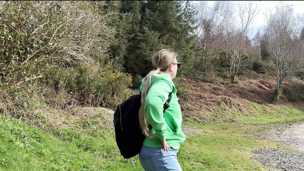 Desperate Outdoor Wetting Jeans on the Public Trail