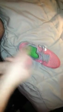 Cumming in tiana's work out shoe