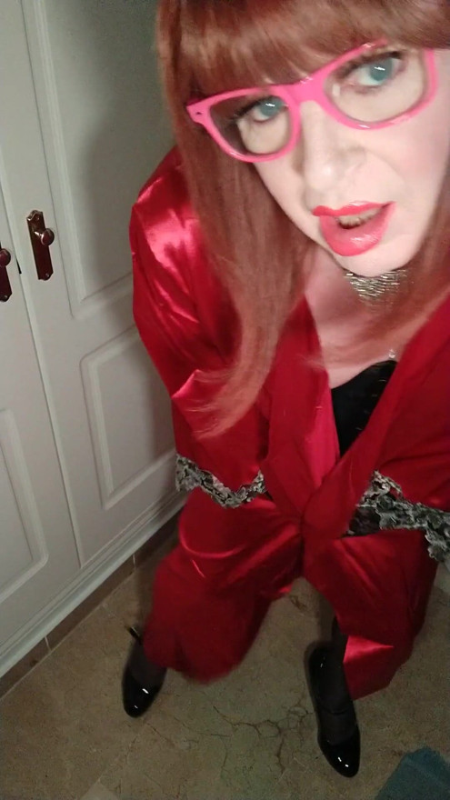 Cute crossdresser in pvc | Clip 1