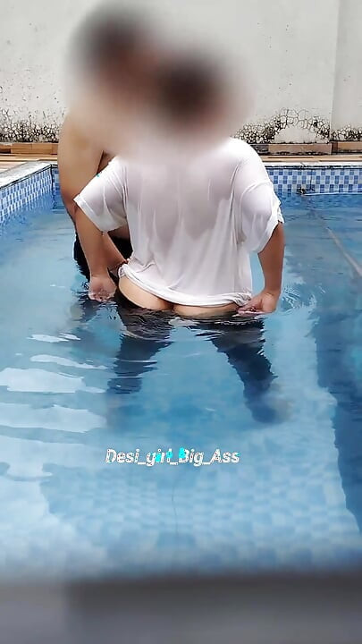 A Hot Couple's Risky Fun in the Swimming Pool.