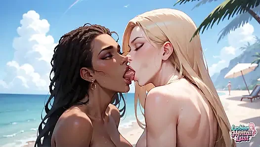 Ocean Breeze Embrace: Beachside Sunbathing Seduction