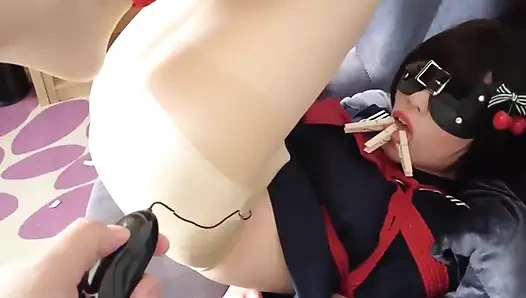 Mz04 - Orgasm Training with Pantyhose and Red Rope Binding