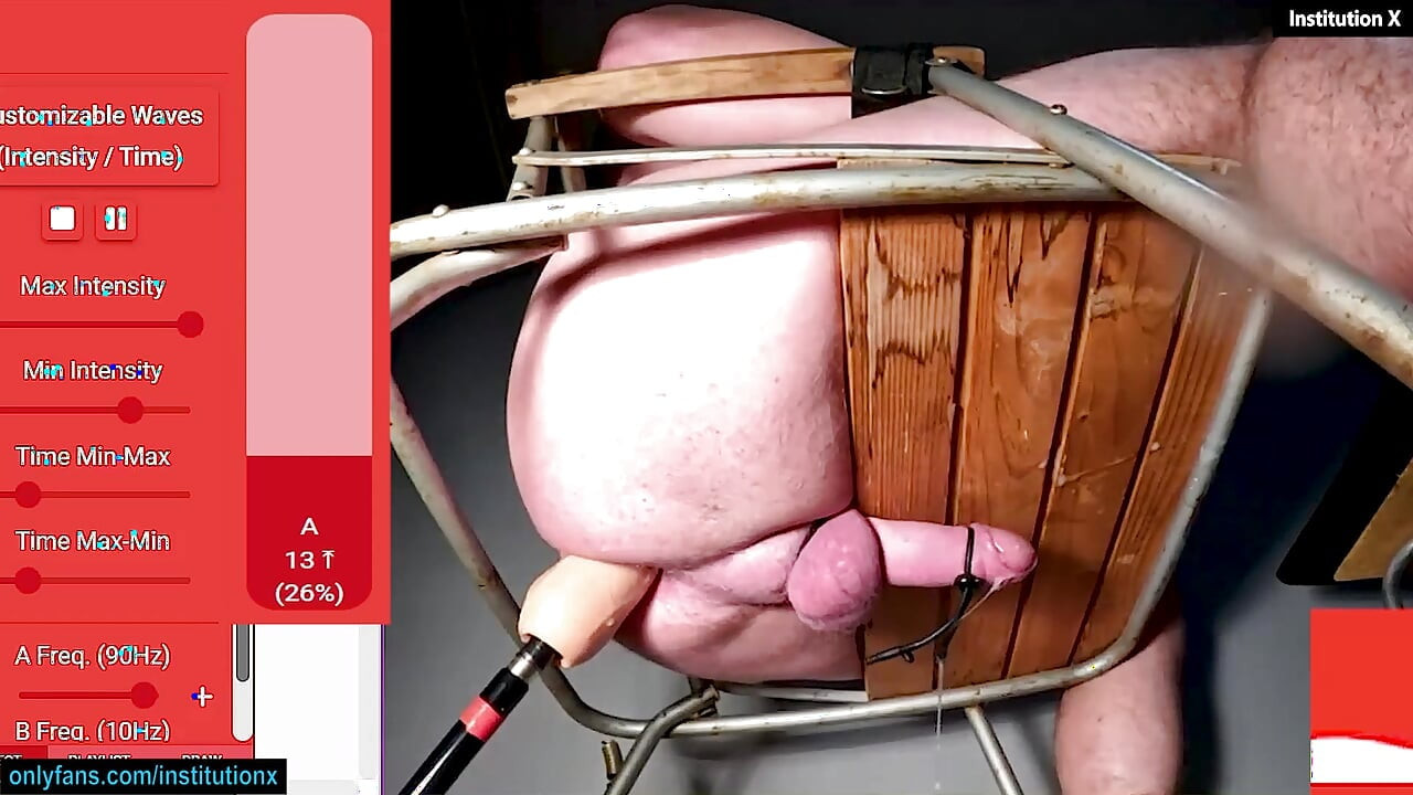 Orgazm kontrol seansı - oğlan shking impaled electrostimulated