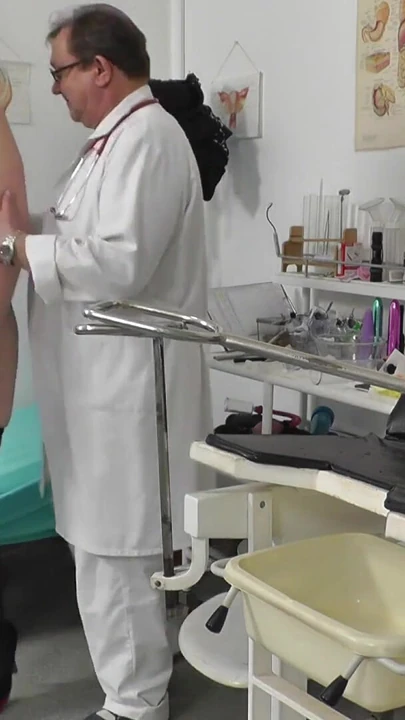 Powerful moment from "Voyeur doctor secretly films chubby mommy on her gyno exam"