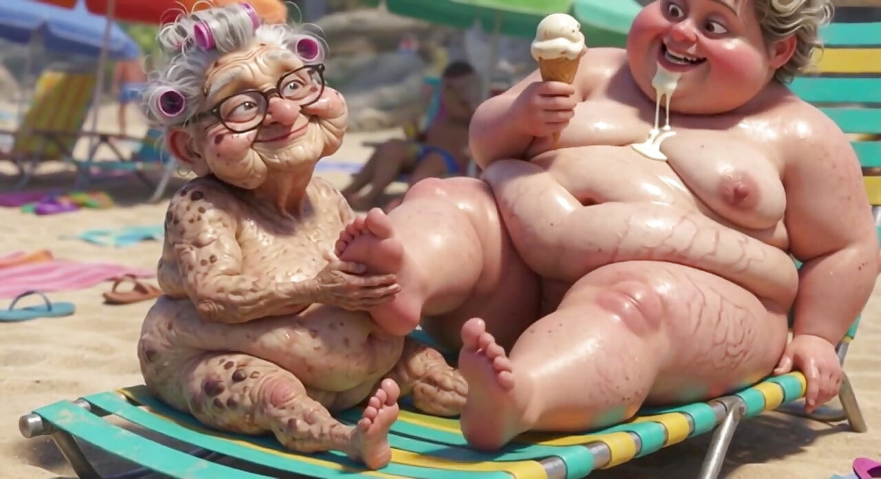 Starsza babcia namiętnie ssie stopy BBW na plaży