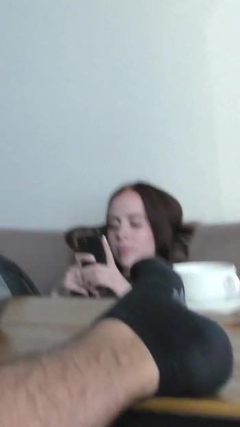 Iconic moment from "Public blowjob in A RESTAURANT! Her sister is watching"