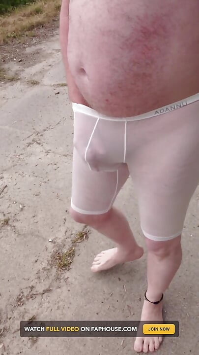 Short Tour in Transparent Short on Dirt Road