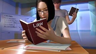 Chica asiática estudiando mientras recibe anal - 3d hentai