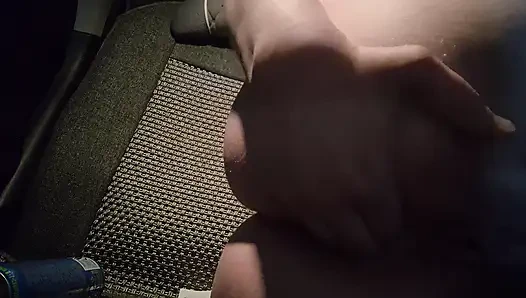 Slut in the evening in the parking lot fucks herself with a can of energy drink in the car