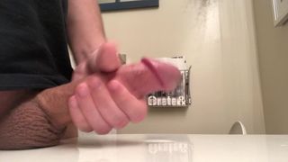 Stroking my cock in the bathroom until I cum...