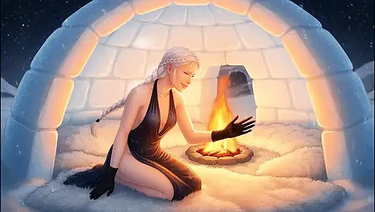 AI -  Albino Girl in Snowy Igloo