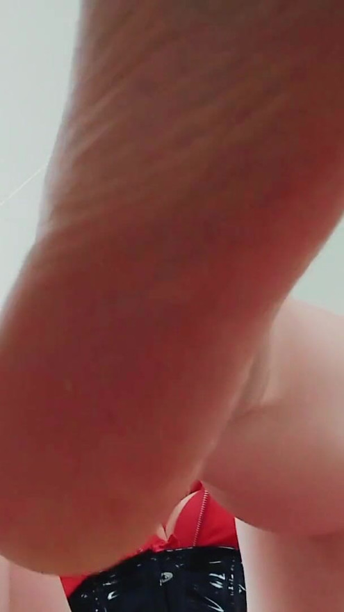 Foot fetish video: FemDom POV barefoot Mistress in PVC teasing and playing with you (Arya Grander) | Clip 1