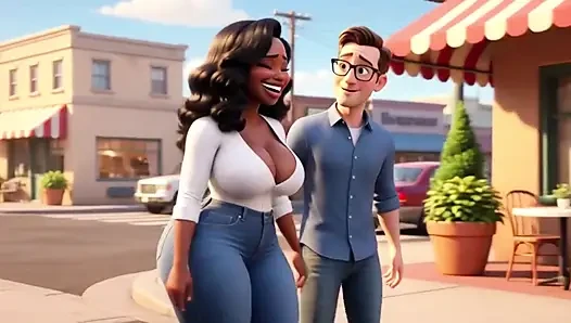 Black Married Woman Cheats with Nerdy White Guy in Motel - Ai Generated