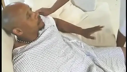 Ebony nurse gets her tight ass drilled by a big black cock