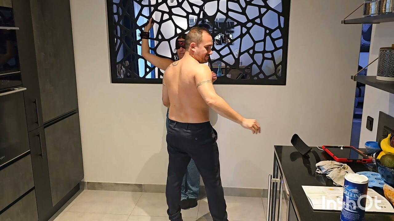 Fucked and tied up on the kitchen screen