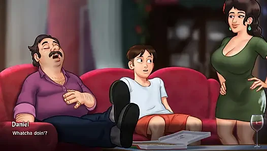 Yaz mevsimi efsanesi - güzel aldatan evli kadın kocasının yanında büyük bir yarakla seks yapıyor