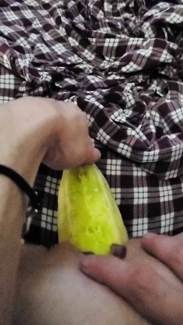 Redhead with a monster cucumber