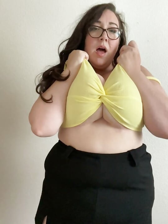 Busty BBW reveals huge tits and puts them in your face