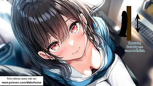 Spanish Hentai JOI - nakal masturbasi kamu di kereta Jepang.