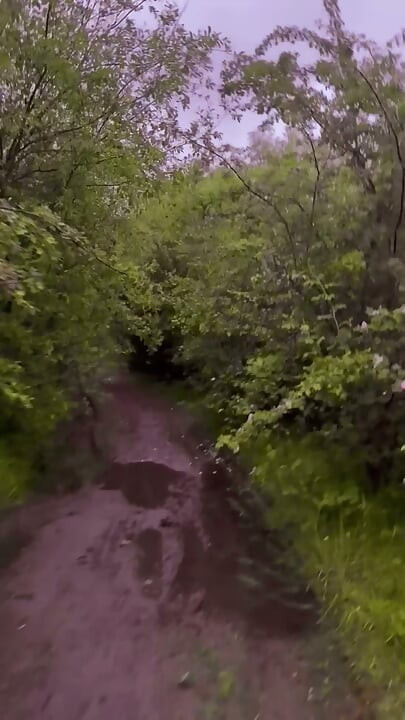 Exploring new tracks walking naked barefoot