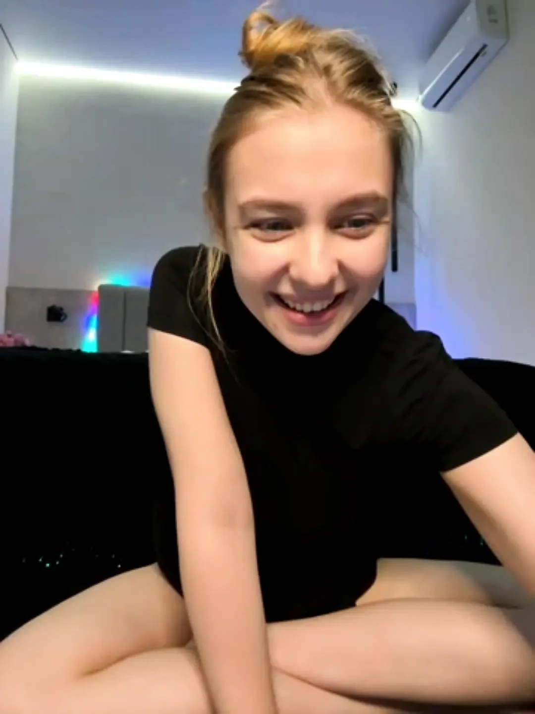 Squats on the camera and finger masturbation