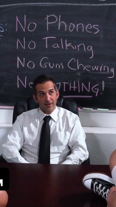 Pervy Teacher Tricks Innocent Virgin Schoolgirls Into Having A Threesome With Him In The Classroom | Clip 1