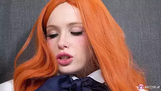 Red-haired hot girl Arielka with big tits was playing with herself.