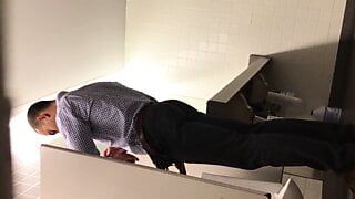 HORNY COWORKER CAUGHT PISSING HARD