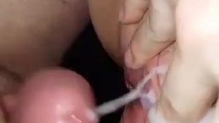 Stranger cums on her cunt