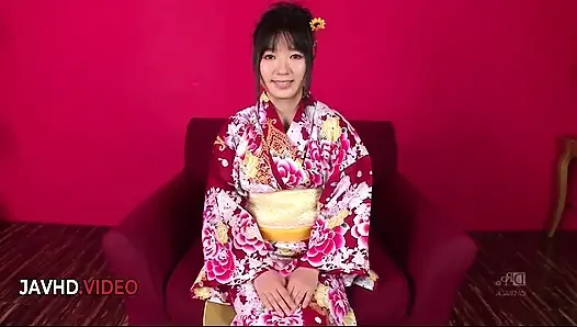 Chiharu offers sultry JAV blowjob then gets fiercely fucked in her kimono