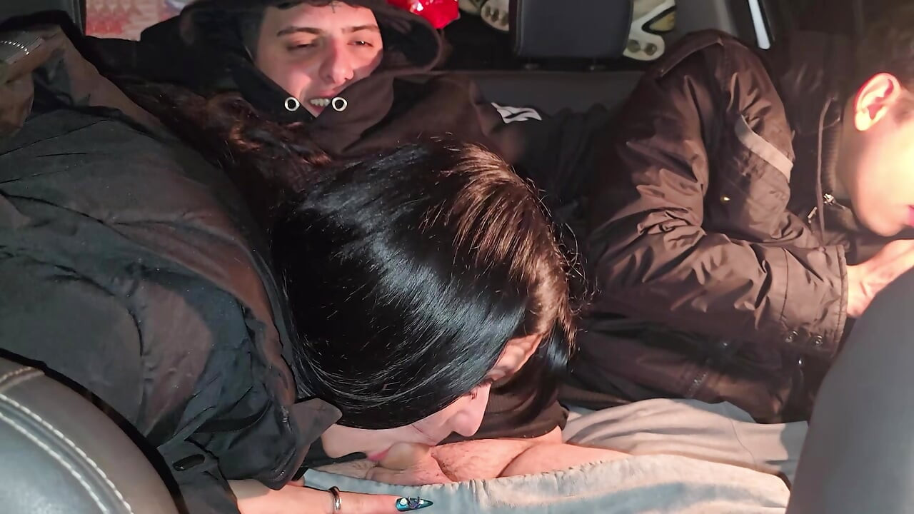 A double blowjob in my friend's car DIRTY MORBID GIRLS