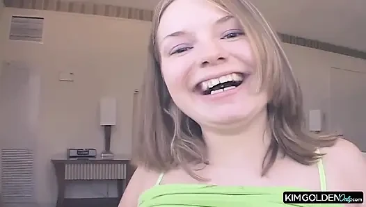 Young Blonde Babe Sucks and Rides Her Dildo