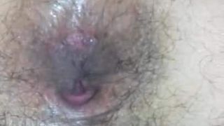 Hairy asshole close-up show 1
