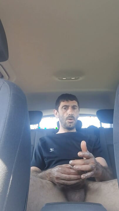 Mature men masturbating naked in the car'