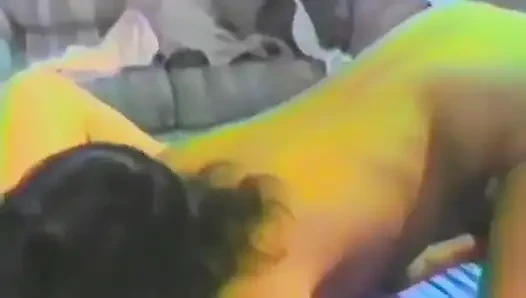 Two lucky brunettes get jerked off with dildos