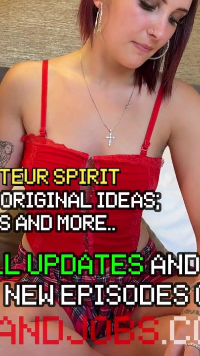 Hot petite redhead college girl in school uniform mini skirt gets bored and ignored she plays with a big cock by her side | Clip 2