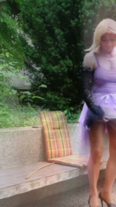 My Purple Chiffon Gown - Fine Outdoor Cumshot | Clip 1