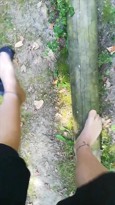 Outdoor Balancing in Pantyhose